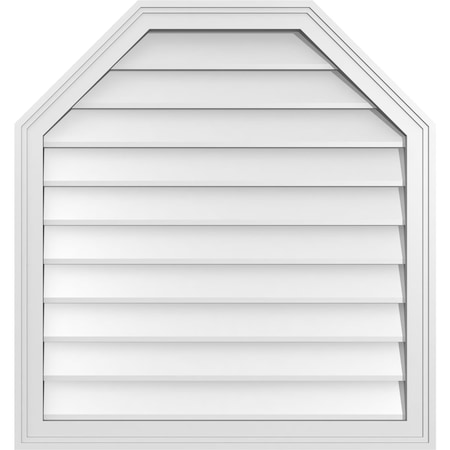 Ekena Millwork Octagonal Top Surface Mount PVC Gable Vent w/ 2"W x 1-1/2"P Brickmould Frame, 30"W x 32"H GVPOT30X3202SN